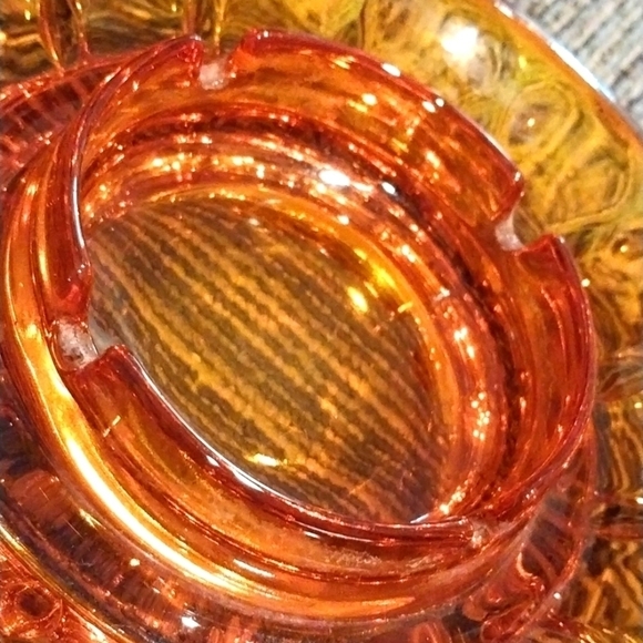 Vintage Orange Glass Ashtray Heavy - Picture 3 of 4